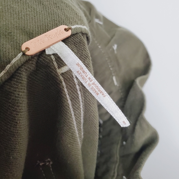 FREE PEOPLE Olive Army Green Splendor in The Grass Olivr Denim Paperbag Skirt 8 - Picture 6 of 7